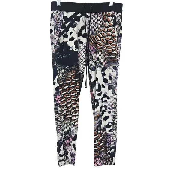 Eva Varro Mixed Animal Print Jogger Pants Multicolor Women’s Size M Preppy Artsy - Picture 1 of 8